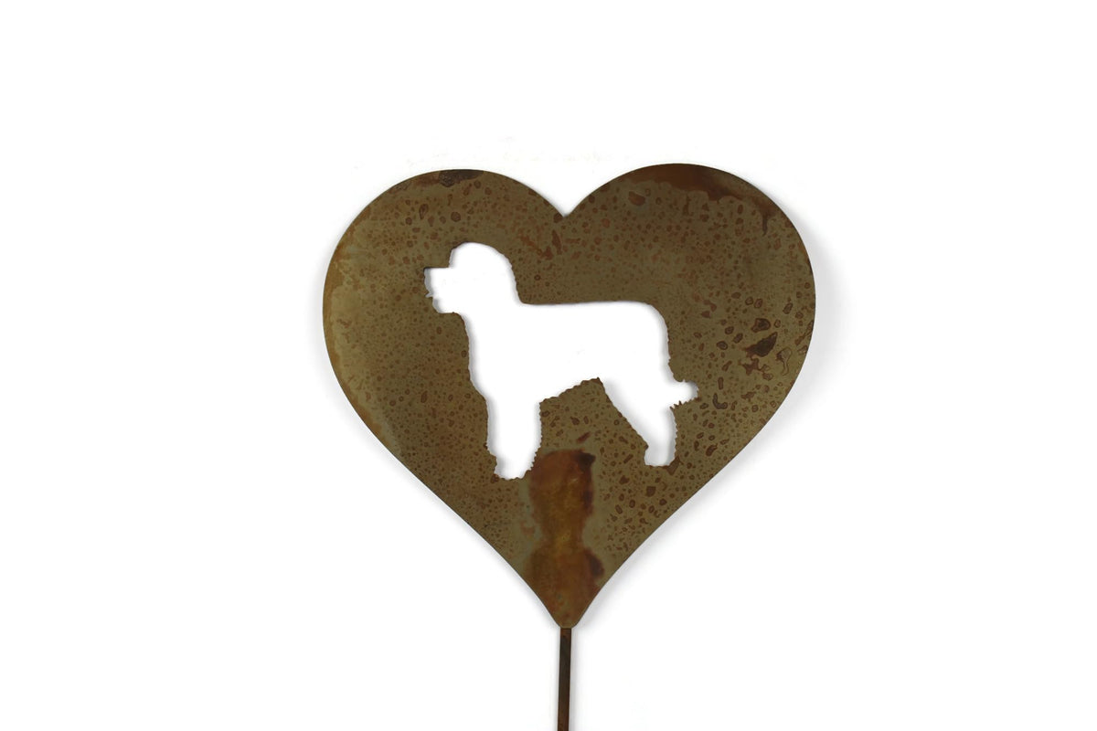 Pet Dog, Cat, Rabbit or Bird Keepsake Memorial Heart Garden Stake 20 to 28 Inches Tall (Large Heart, 28" Tall, Yorkie Yorkshire Terrier, Naturally Rusted)