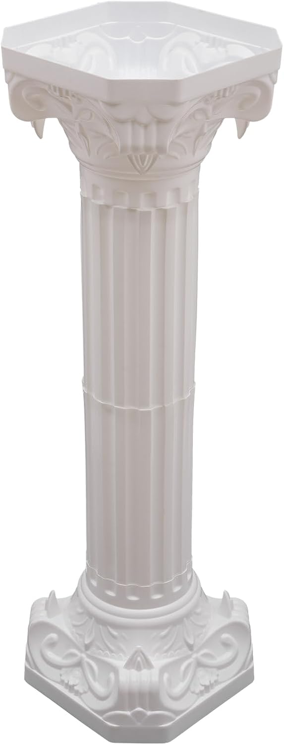 4Pcs Wedding Roman Column Pillars Set, Roman Pillar Greek Columns Elegant Wedding Event Decorative Columns Pillars Decoration Party Flower Pot Columns Decor, Capacity 110LB, 34.65"/ 88cm Tall (White)