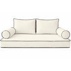 Cottington Lane 6 Piece Outdoor Daybed Cushion Cover Set, Twin Size Fitted 39" x 75" with 6" Deep Fit, Waterproof Indoor Daybed/Porch Swing Bed Mattress & Pillow Bolster Cushion Cover, White