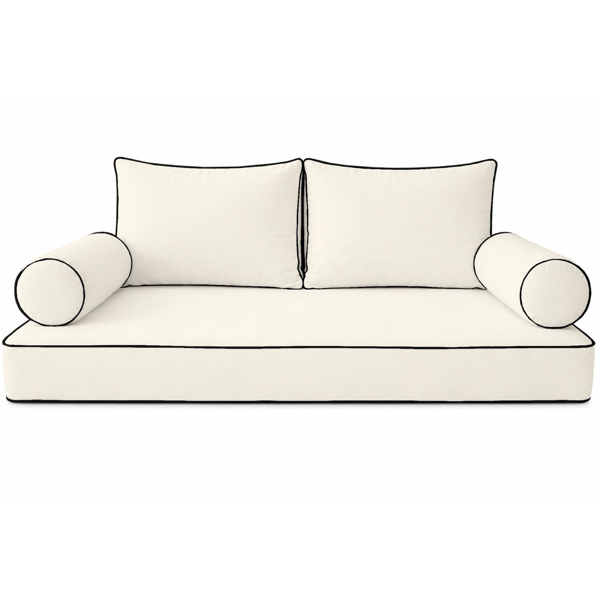 Cottington Lane 6 Piece Outdoor Daybed Cushion Cover Set, Twin Size Fitted 39" x 75" with 6" Deep Fit, Waterproof Indoor Daybed/Porch Swing Bed Mattress & Pillow Bolster Cushion Cover, White