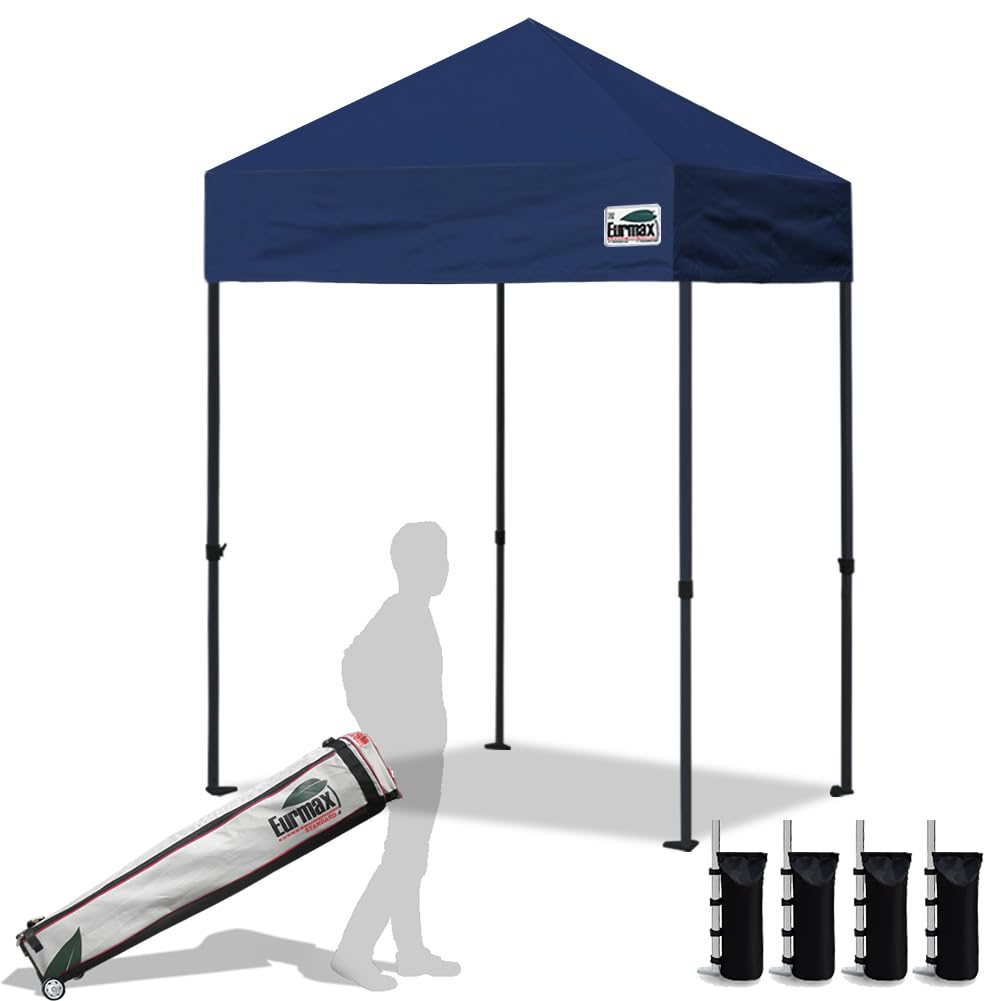 Eurmax USA 10x10ft Pop Up Canopy,Commercial Instant Tent for Outdoor Events,Patented No-Tip Rolling Storage Bag with 4 Sandbags,UV & Water Resistant,Heavy Duty Portable Shelter Gazebo,White