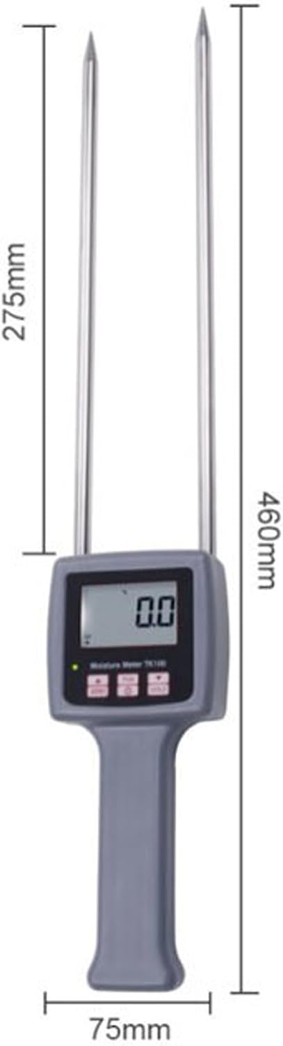TK100 Multifunctional Moisture Meter, Portable Hay Probe Moisture Tester, Inductive Digital Moisture Detector Forage and Grain Analyzer for Tea Corn Straw Bran Plastic Granules and More Fiber