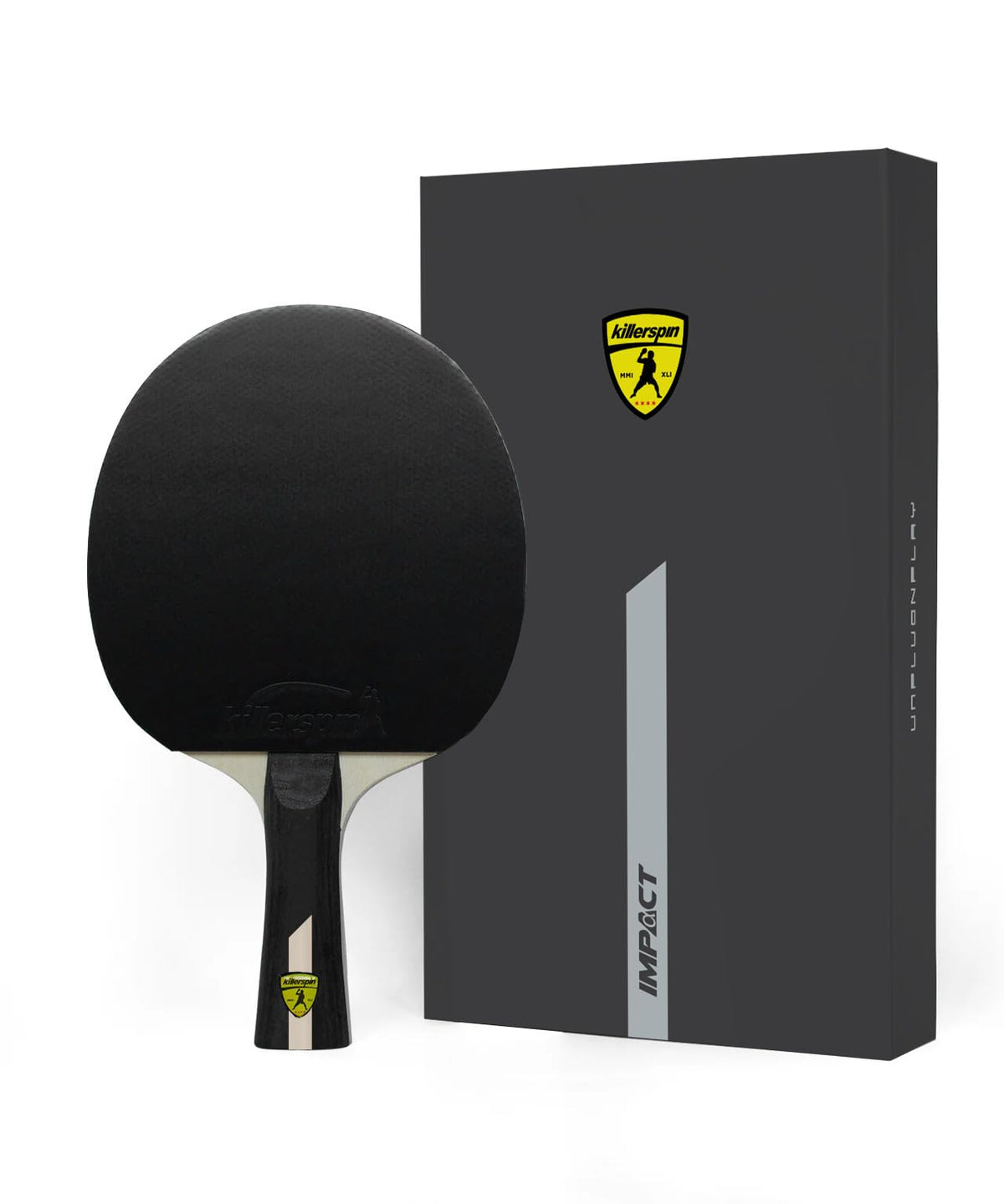 Killerspin Impact Series Table Tennis Paddles - Black/Black Ping Pong Racket, Table Tennis Equipment for Beginners/Intermediates - Ensures Solid Control and Spin