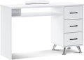 BarberPub Nail Desk with 3 Drawers, Open Space, Wrist Rest White 2655