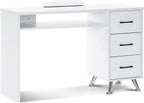 BarberPub Nail Desk with 3 Drawers, Open Space, Wrist Rest White 2655