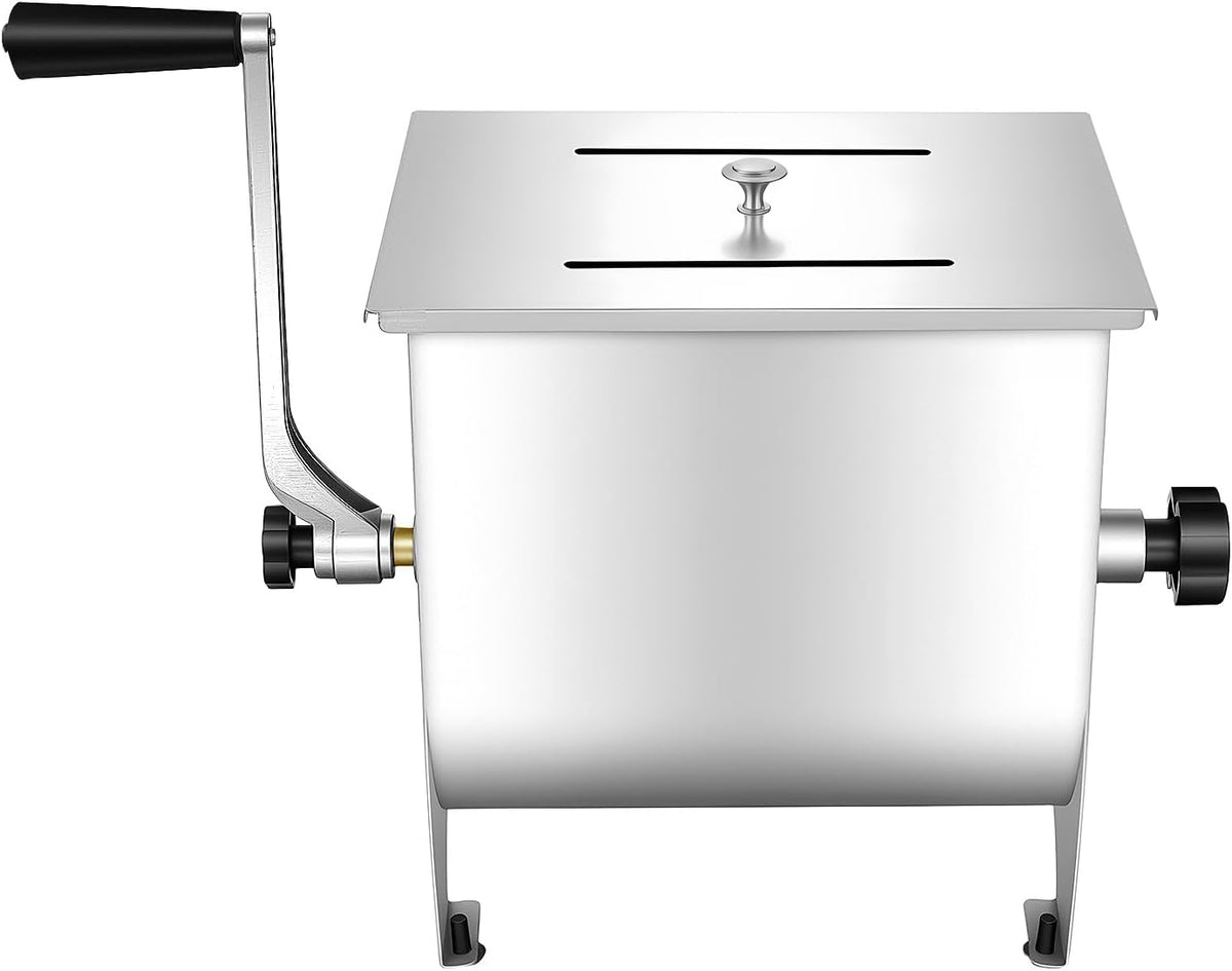 Manual Meat Mixer 20-Pound/10-Liter Capacity Tilt Tank Stainless Steel Sausage Mixer Machine with Lid, Ground Beef Hand Mixer Meat Processing Equipment