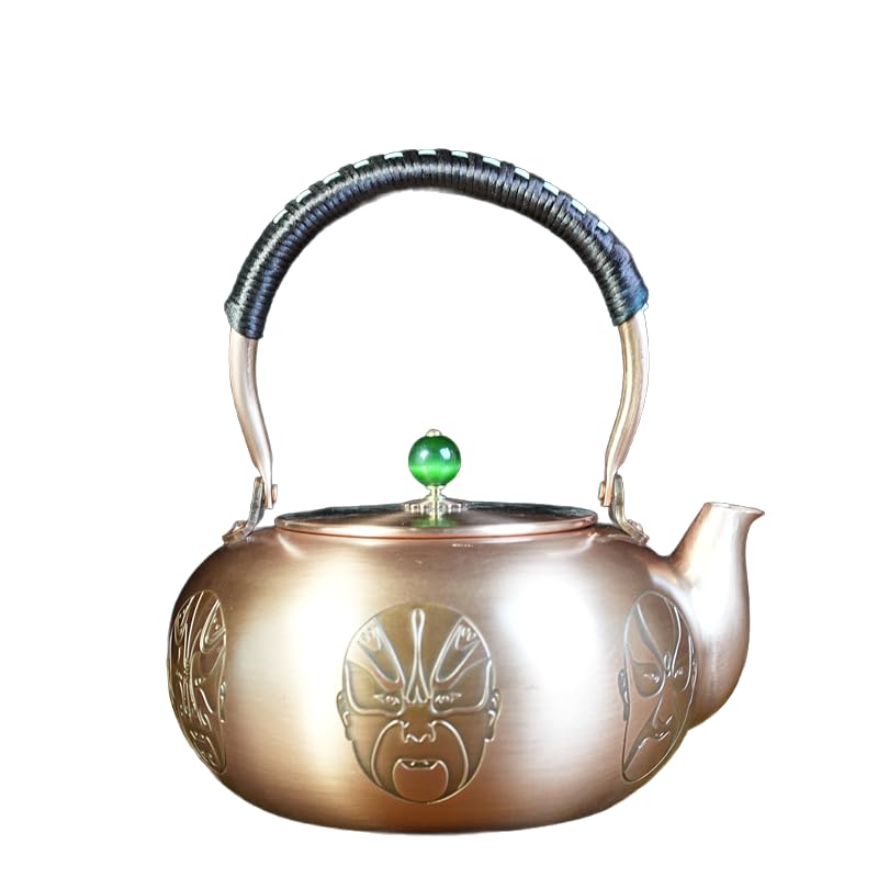 2000ml Large Pumpkin Shape Handmade Teapot Stove Top Copper Tea Pot Turkish Tea Pot Pure for Stovetop Copper Tea Kettle Stovetop (Fish 2000ml)