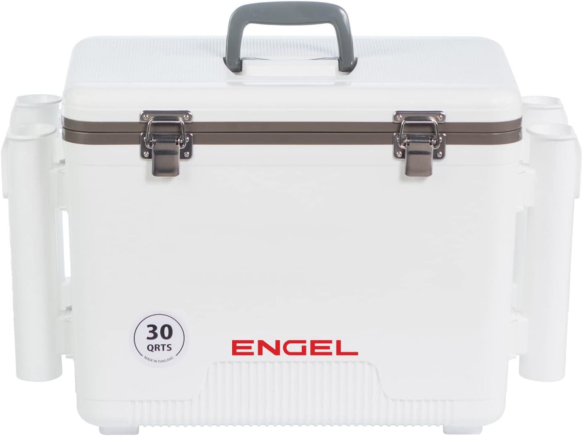 Engel UC30 Leak-Proof, Air Tight, Fishing Drybox Cooler with Built-in Fishing Rod Holders, Also Makes The Perfect Hard Shell Lunchbox for Men and Women