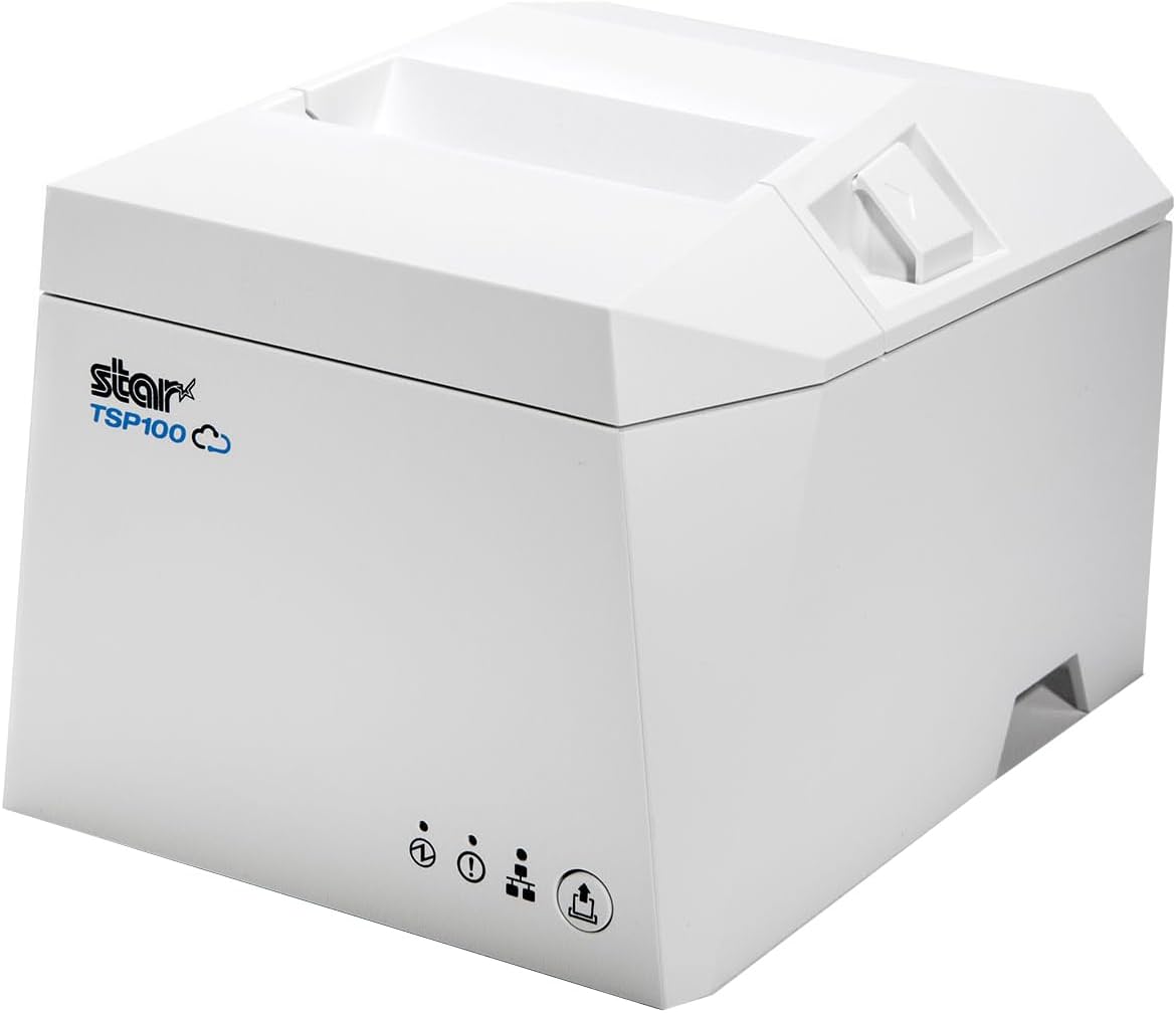 Star Micronics TSP143IVUE USB/Ethernet (LAN) Thermal Receipt Printer with Android Open Accessory (AOA), CloudPRNT, Cutter, and Internal Power Supply - White