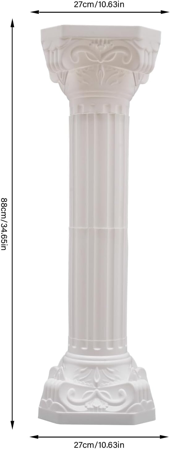4Pcs Wedding Roman Column Pillars Set, Roman Pillar Greek Columns Elegant Wedding Event Decorative Columns Pillars Decoration Party Flower Pot Columns Decor, Capacity 110LB, 34.65"/ 88cm Tall (White)