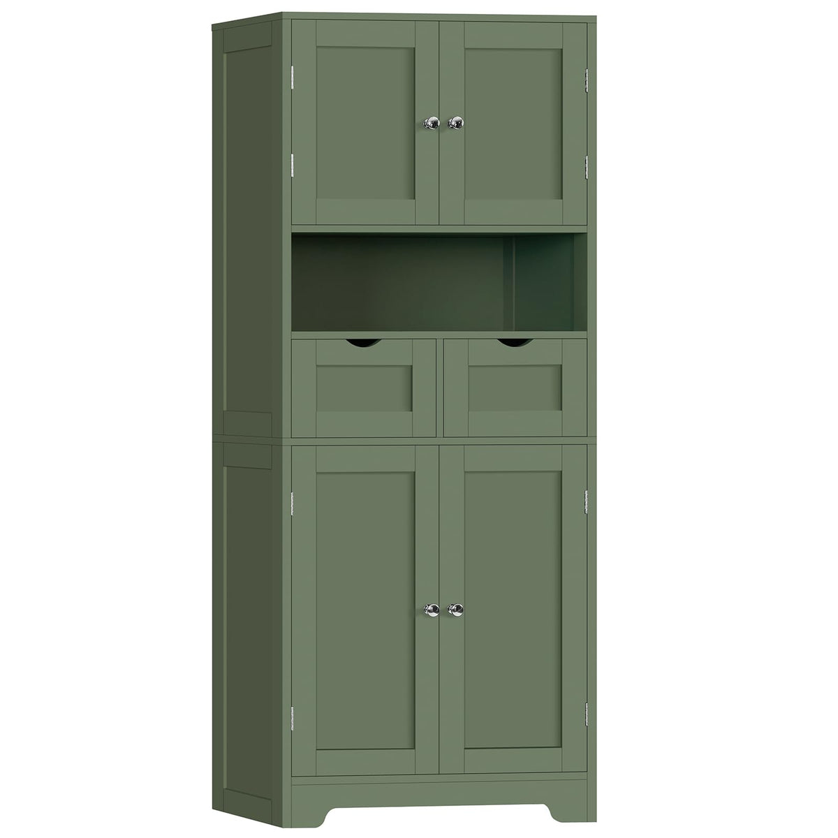 TEENFON Tall Bathroom Storage Cabinet with 4 Doors & 2 Adjustable Shelves