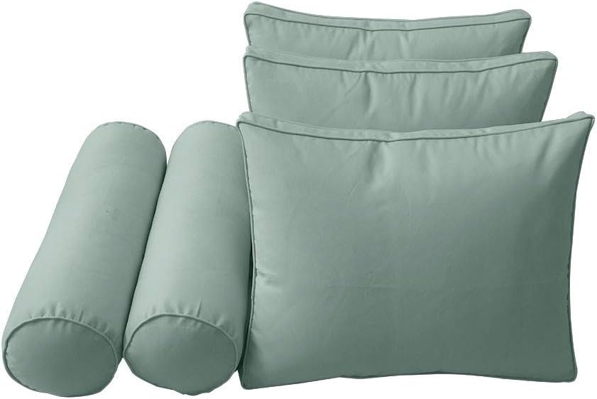 Prolinemax Style 3 - Mattress & Pillow Bolster Cushion for Outdoor Indoor Daybed Porch Swing Bed Piped Trim Twin Size AD002 | Covers ONLY |