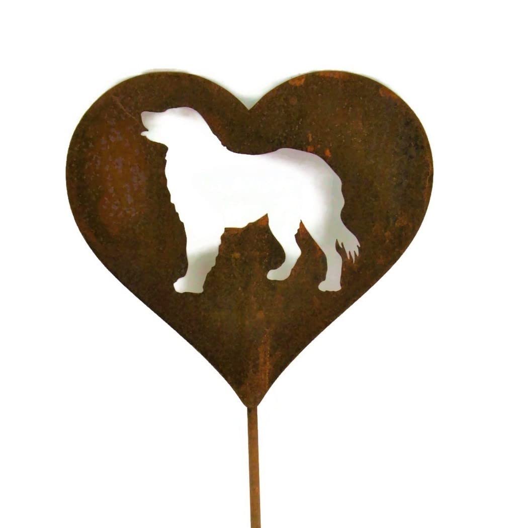 Pet Dog, Cat, Rabbit or Bird Keepsake Memorial Heart Garden Stake 20 to 28 Inches Tall (Large Heart, 28" Tall, Paw Print, Naturally Rusted)