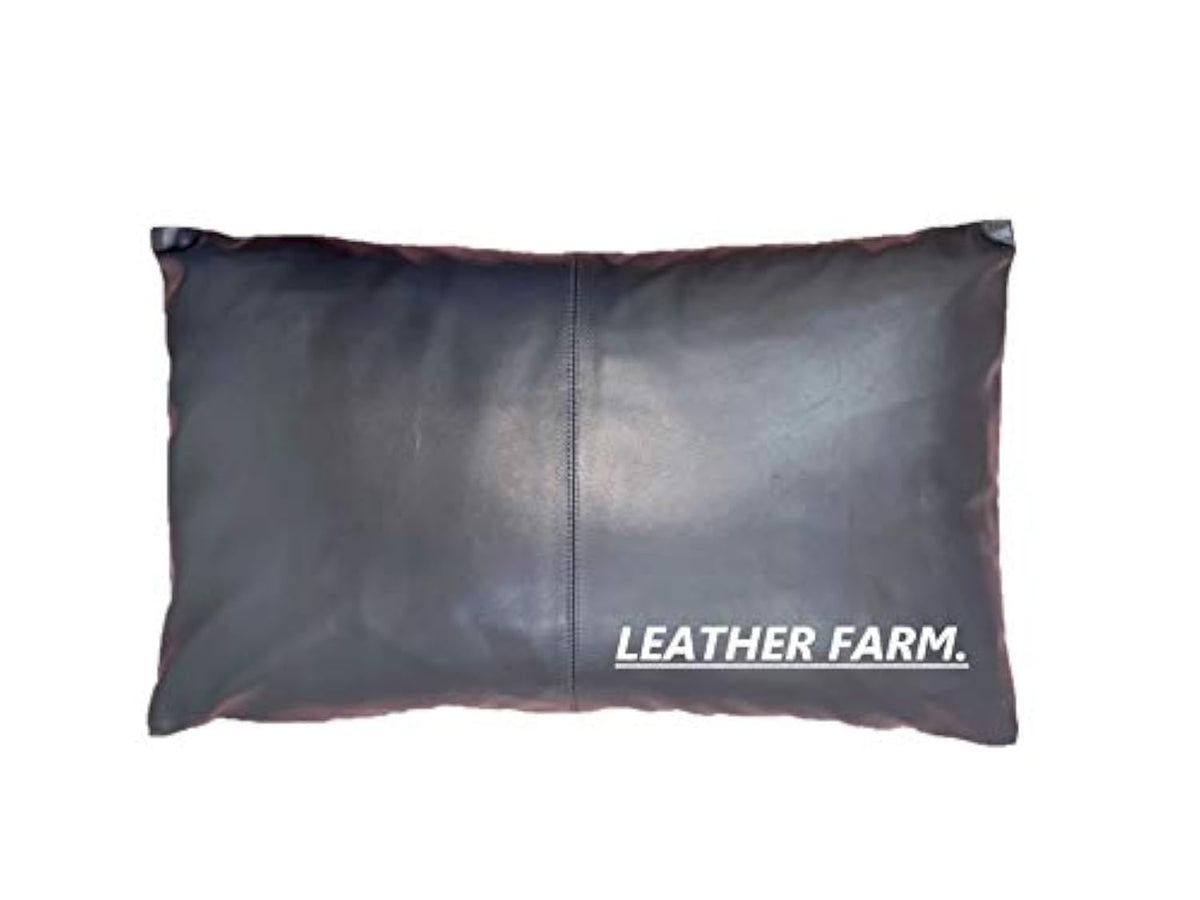 Grey Thick Genuine Leather Pillow Cover Decorative for Couch Throw Pillow Case Grey Leather Cushion Cover. (22" x22'')