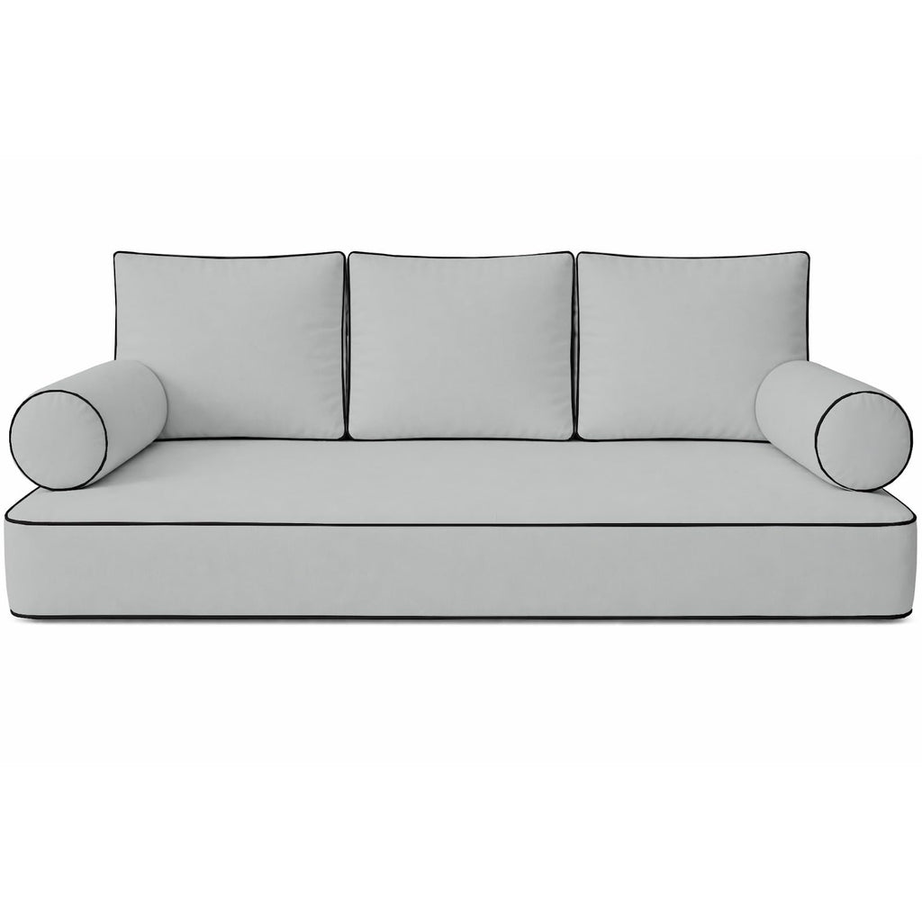 Cottington Lane 6 Piece Outdoor Daybed Cushion Cover Set, Twin Size Fitted 39" x 75" with 6" Deep Fit, Waterproof Indoor Daybed/Porch Swing Bed Mattress & Pillow Bolster Cushion Cover, White
