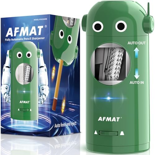 AFMAT Fully Automatic Robot Pencil Sharpener, 2 Pack (Green + Purple)