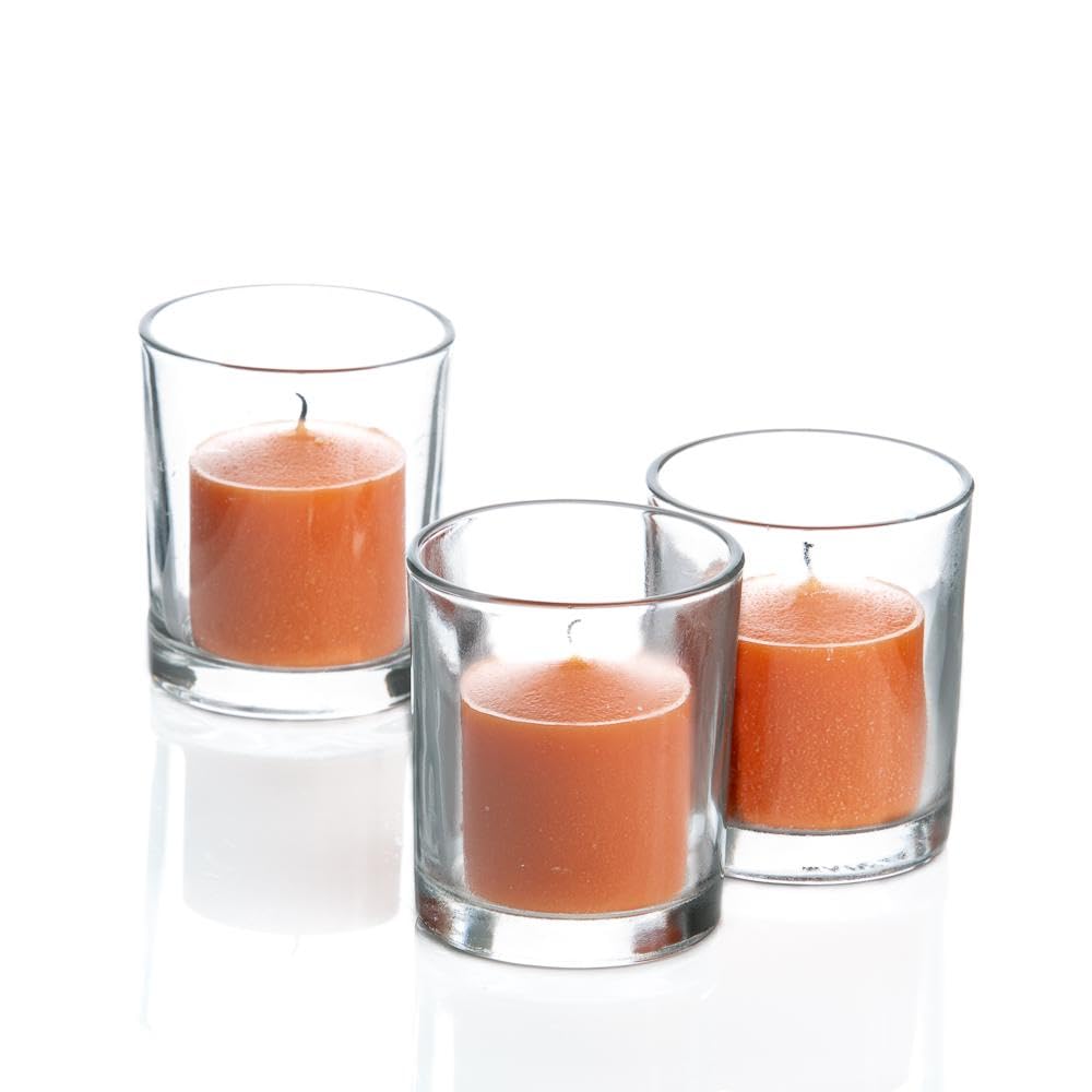 Set of 144 Richland Votive Candles Purple Unscented and 144 Clear Glass Eastland Votive Holders