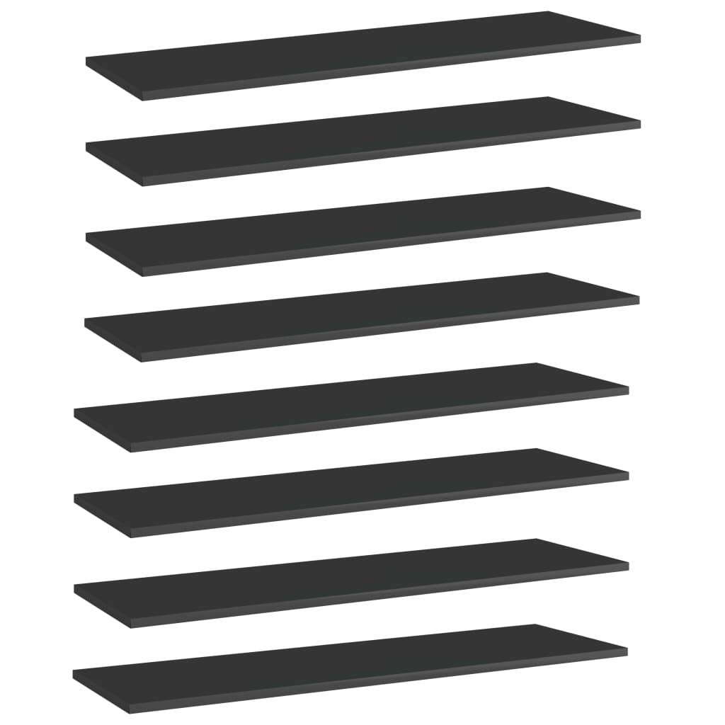8 Pcs Wall-Mounted Shelf Boards, 15.7 x 15.7 Inch Square Bookshelf Boards, Engineered Wood Display Shelves with High Gloss Black Finish for Home Office Study Storage and Organization