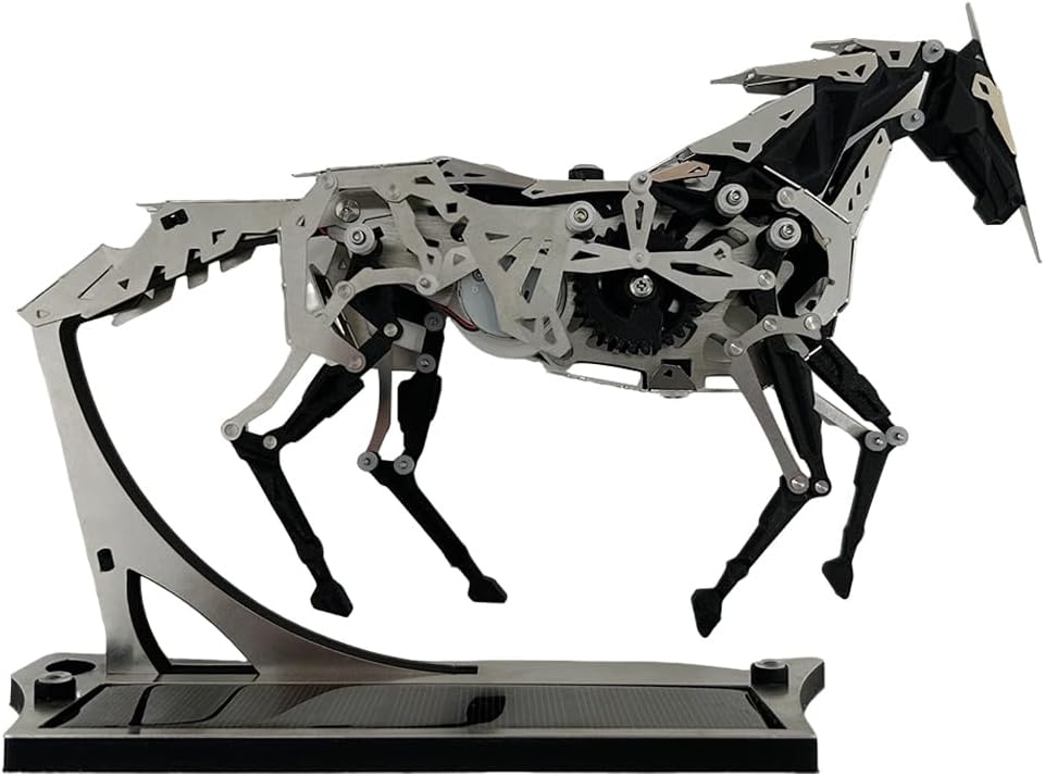 Solar-Powered Mechanical Horse Model Kit, 3D Metal Puzzle for Adults, DIY Moving Gear Sculpture with Stainless Steel Transmission, Industrial Style Desk Decor & STEM Building Kit (165PCS)