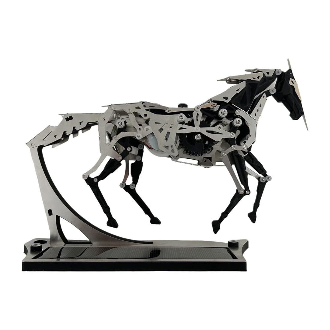 Solar-Powered Mechanical Horse Model Kit, 3D Metal Puzzle for Adults, DIY Moving Gear Sculpture with Stainless Steel Transmission, Industrial Style Desk Decor & STEM Building Kit (165PCS)