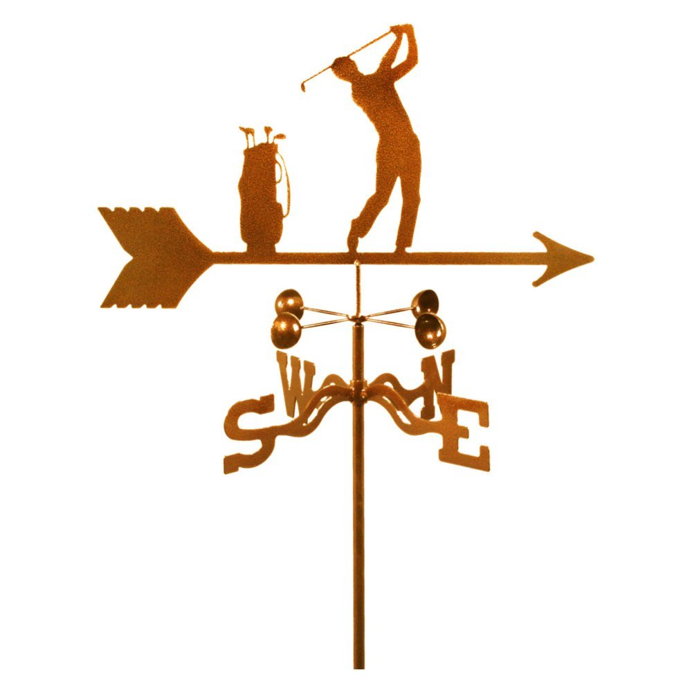 EZ Vane Steel Male Golfer Weathervane with Wind Cups — 4-Sided Mount