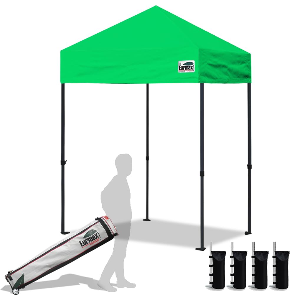 Eurmax USA 10x10ft Pop Up Canopy,Commercial Instant Tent for Outdoor Events,Patented No-Tip Rolling Storage Bag with 4 Sandbags,UV & Water Resistant,Heavy Duty Portable Shelter Gazebo,White