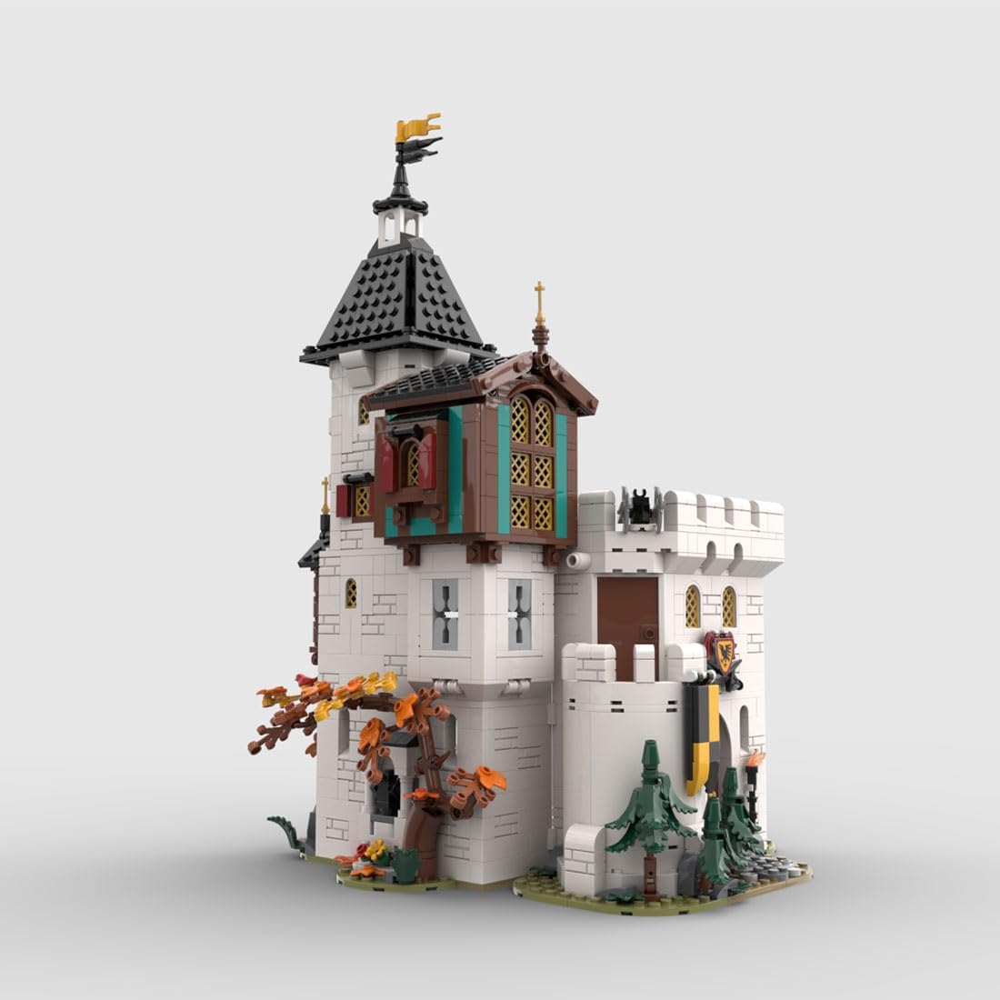 Medieval White Tower Building Kit, Medieval Modular Series Building Blocks Set (1213PCS)