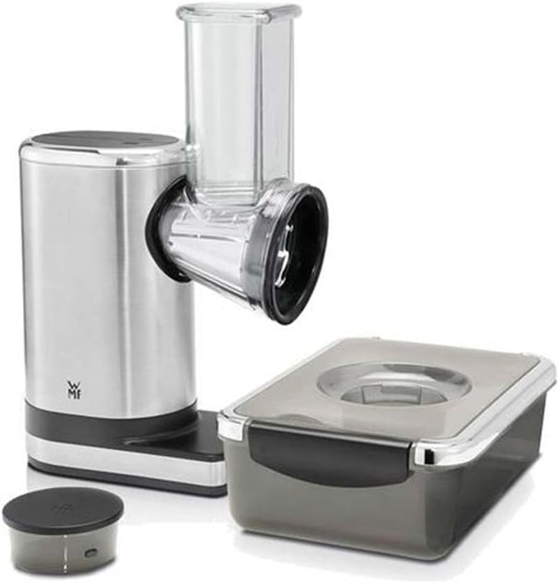 WMF Kitchenminis Salad-To-Go Electric Grater with Accessories, 150 W, Cromargan, 2 Speed, Black/Silver