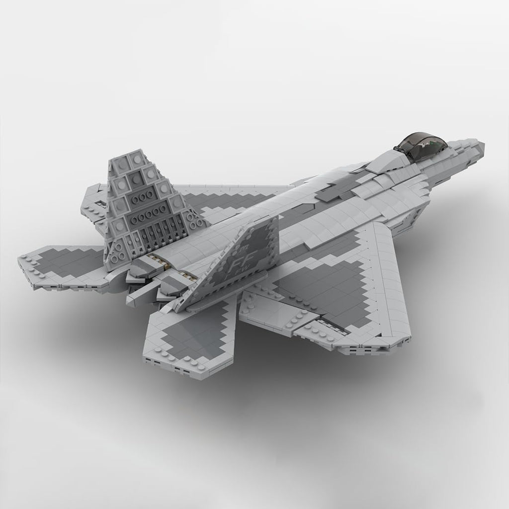 1/35 Scale F-22 Fighter Building Blocks Set, Military Aircraft Model DIY Assembly Kits, Collectible Military-Themed Display Model for Collectors & Enthusiasts, MOC-105520 (1624PCS)