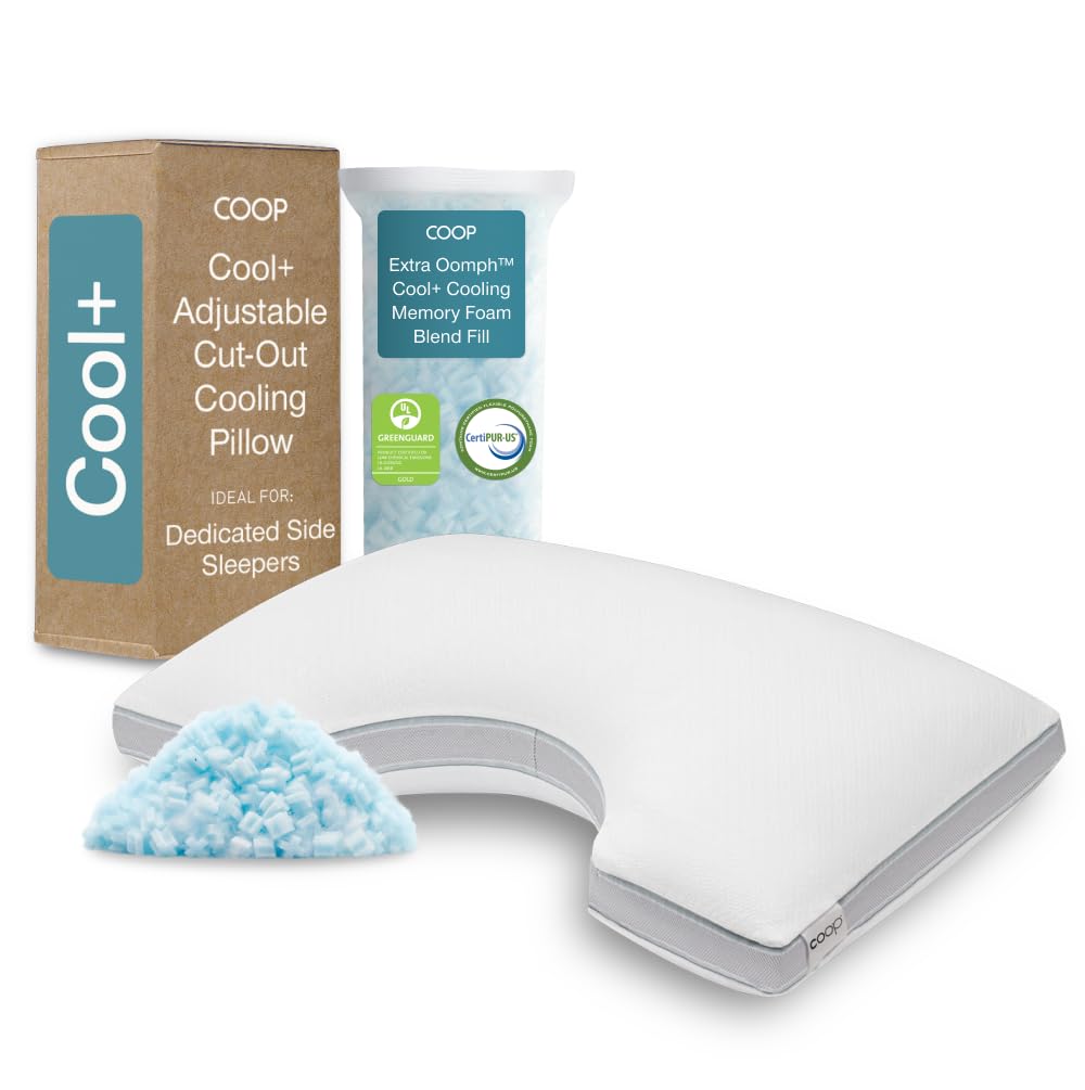 Coop Home Goods Eden Bed Pillow Queen Size for Sleeping on Back, Stomach and Side Sleeper- Medium Soft Memory Foam Cooling Gel - CertiPUR-US/GREENGUARD Gold