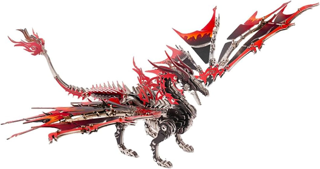3D Metal Puzzle Dragon Model Kit, 200PCS DIY Steampunk Mechanical Fire-Breathing Dragon with Adjustable Wings, Creative Handcrafted Metal Art Craft Desktop Display & Decoration for Adults