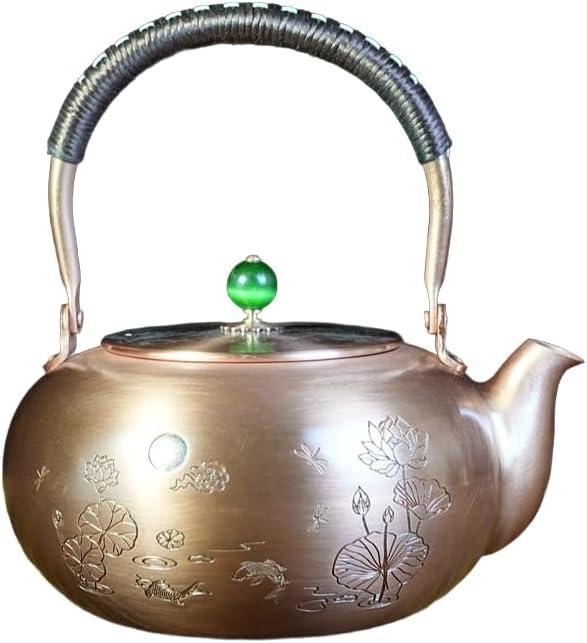 2000ml Large Pumpkin Shape Handmade Teapot Stove Top Copper Tea Pot Turkish Tea Pot Pure for Stovetop Copper Tea Kettle Stovetop (Fish 2000ml)