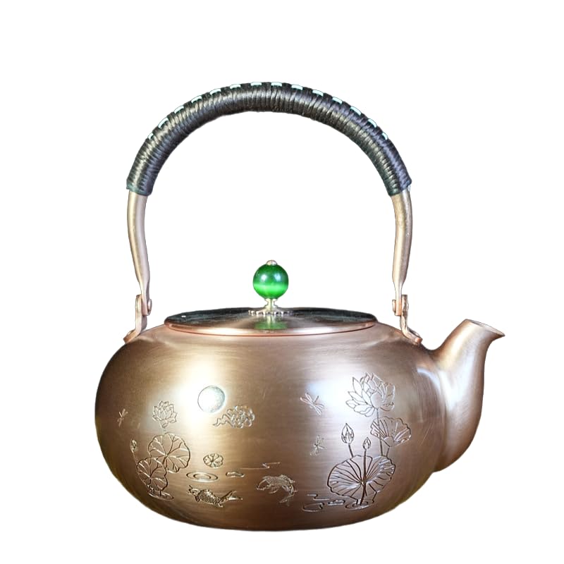 2000ml Large Pumpkin Shape Handmade Teapot Stove Top Copper Tea Pot Turkish Tea Pot Pure for Stovetop Copper Tea Kettle Stovetop (Pot 2000ml)
