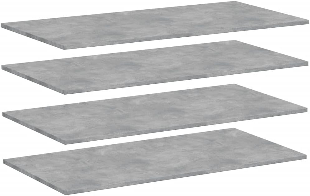 Set of 4 Wall Mounted Floating Shelves 39.4 x 19.7 in Concrete Grey Engineered Wood Decorative Display Storage Ledge for Living Room