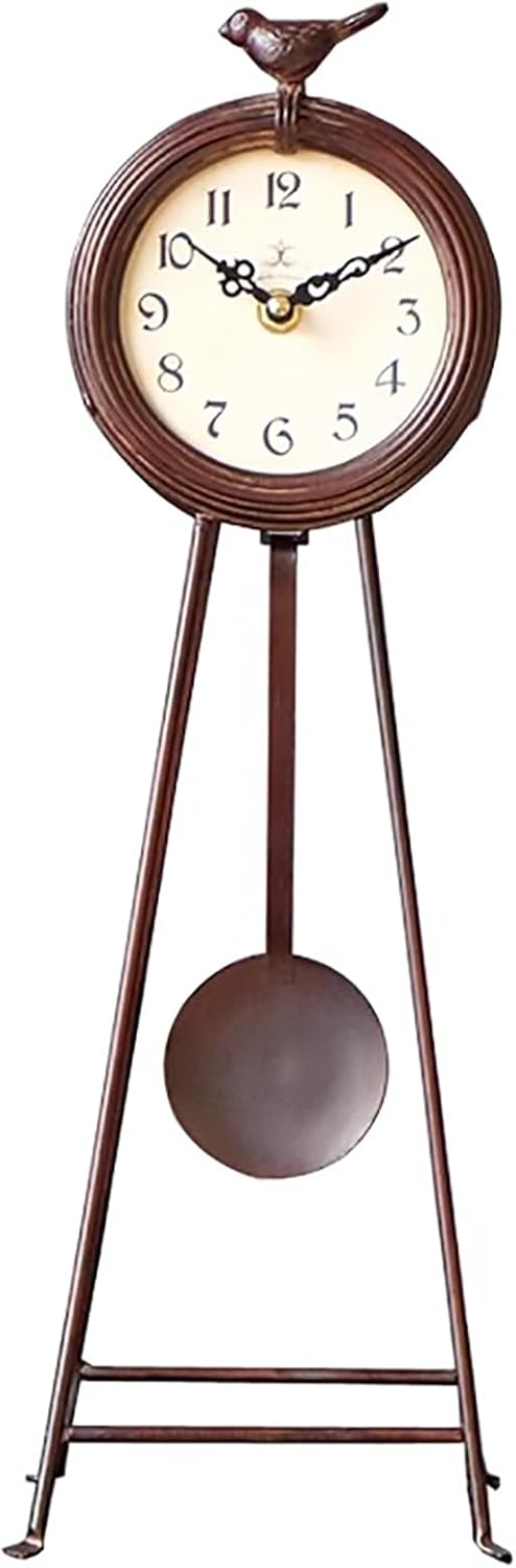 Vintage Table Clocks Retro Iron Clock for Living Room Bedroom Office Shelf Decor, Silent Non Ticking Decorative Farmhouse Table Clock,Battery Operated, Small Rustic Metal Clock