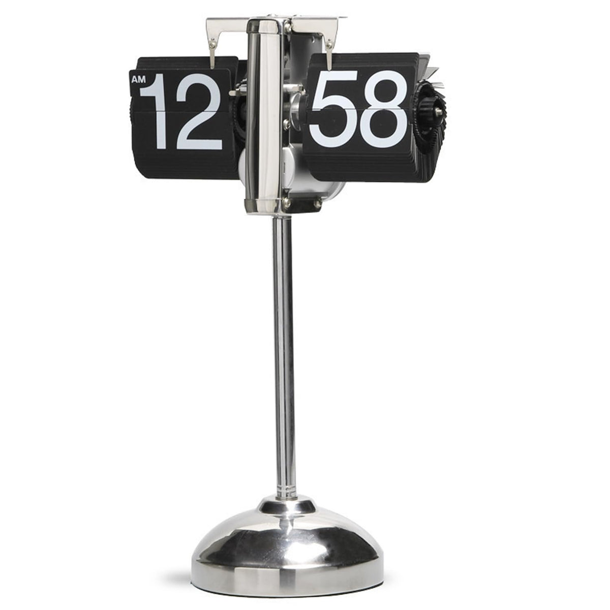 Modern Industrial Gear Desk Clock, 10.6-Inch Silver Metal, Decorative Mechanical Design with Moving Gears, for Living Room and Office Decor (Silver Gear Rotating Clock)