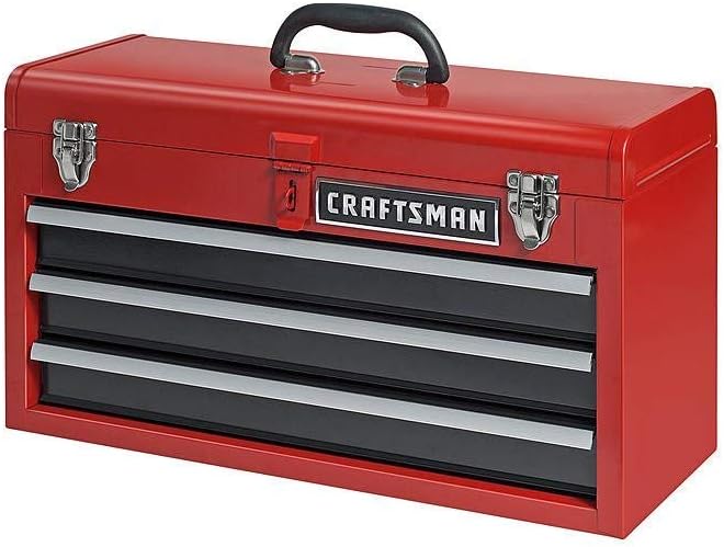 Craftsman 3-Drawer Metal Portable Chest Toolbox Red
