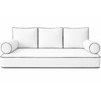 Cottington Lane 6 Piece Outdoor Daybed Cushion Cover Set, Twin Size Fitted 39" x 75" with 6" Deep Fit, Waterproof Indoor Daybed/Porch Swing Bed Mattress & Pillow Bolster Cushion Cover, White