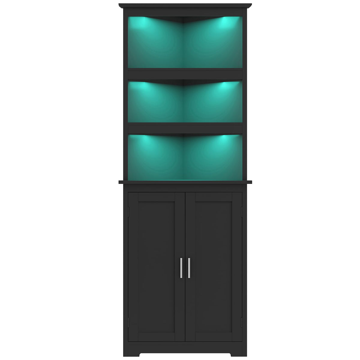 TEENFON Storage Cabinet, Pantry Cabinet with 2 Adjustable Shelves & Large Drawer, Kitchen Pantry Cabinet with 4 Doors, Bathroom Storage Cabinets, for Living Room, White