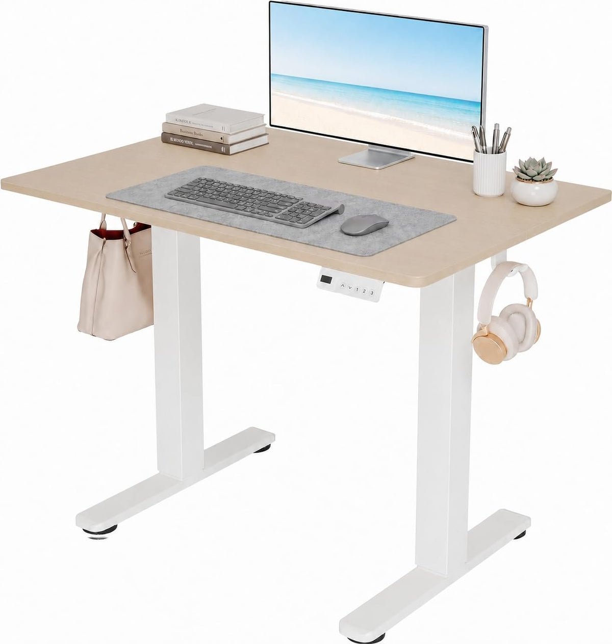 Claiks 32 x 19 Inch Rustic Brown Electric Standing Desk