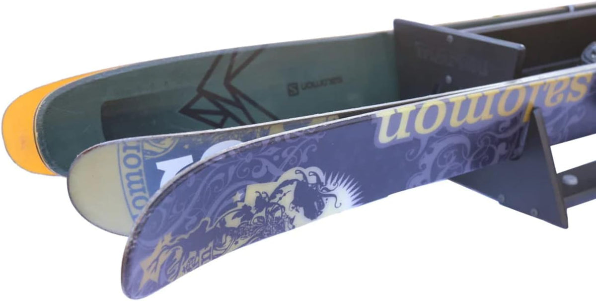 TRAPSKI Powder Double Ski and Snowboard Mobile Rack | Marine Grade HDPE Plastic | UV Protected | Premium Strap Included | 3 Year Warranty | Made in The USA | Veteran Owned Business (Blue, Double)