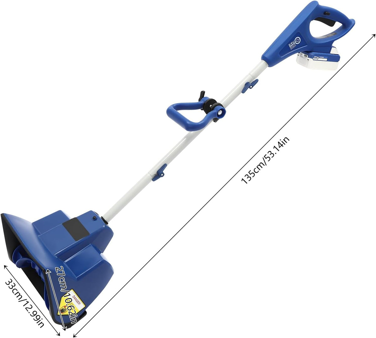 Cordless Snow Shovel Sweeping Blower Snow Blowers with 4.0Ah Lithium Battery,Quick Charger,Adjustable Front Handle Powered Snow Thrower for Driveway Steps Patio Sidewalk (11"-Blue 24V)