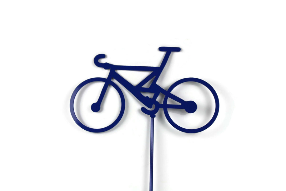 Hobby and Leisure Style Rustic or Powder Coated Metal Garden Stake or Stand (CUSTOM Medium Camper 23" Tall Including Stake, Silver)