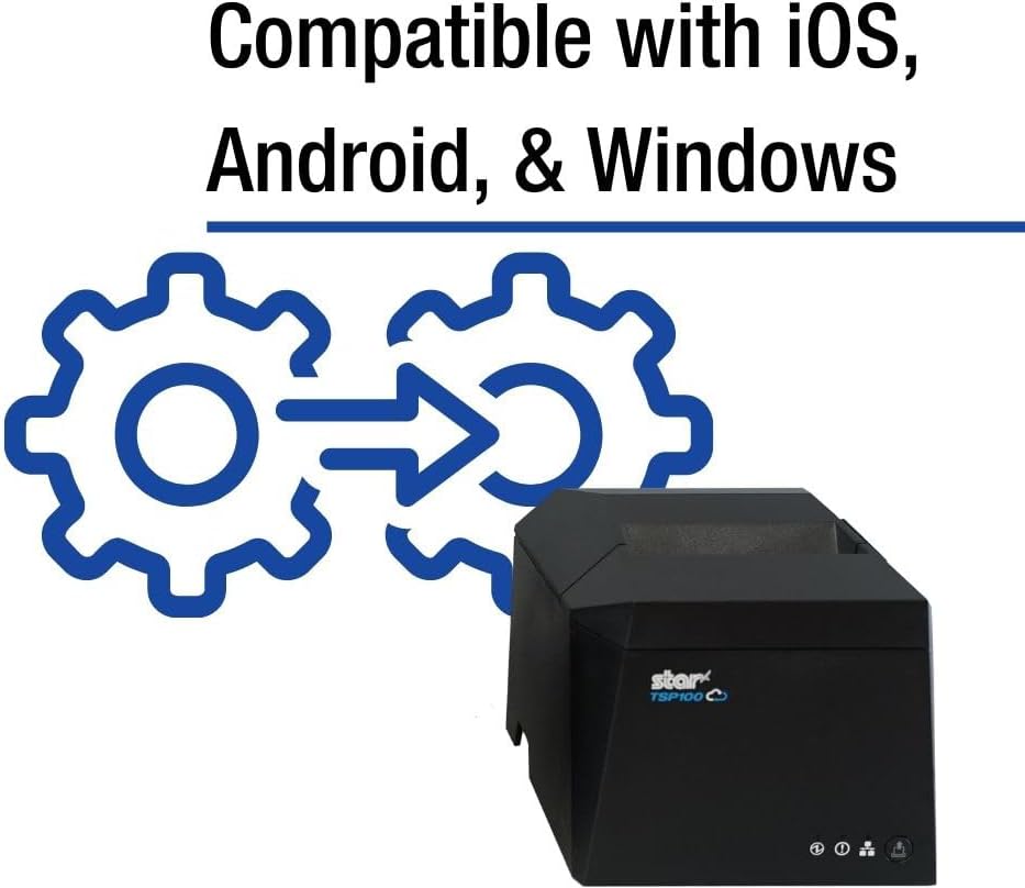 Star Micronics TSP143IVUE USB/Ethernet (LAN) Thermal Receipt Printer with Android Open Accessory (AOA), CloudPRNT, Cutter, and Internal Power Supply - White