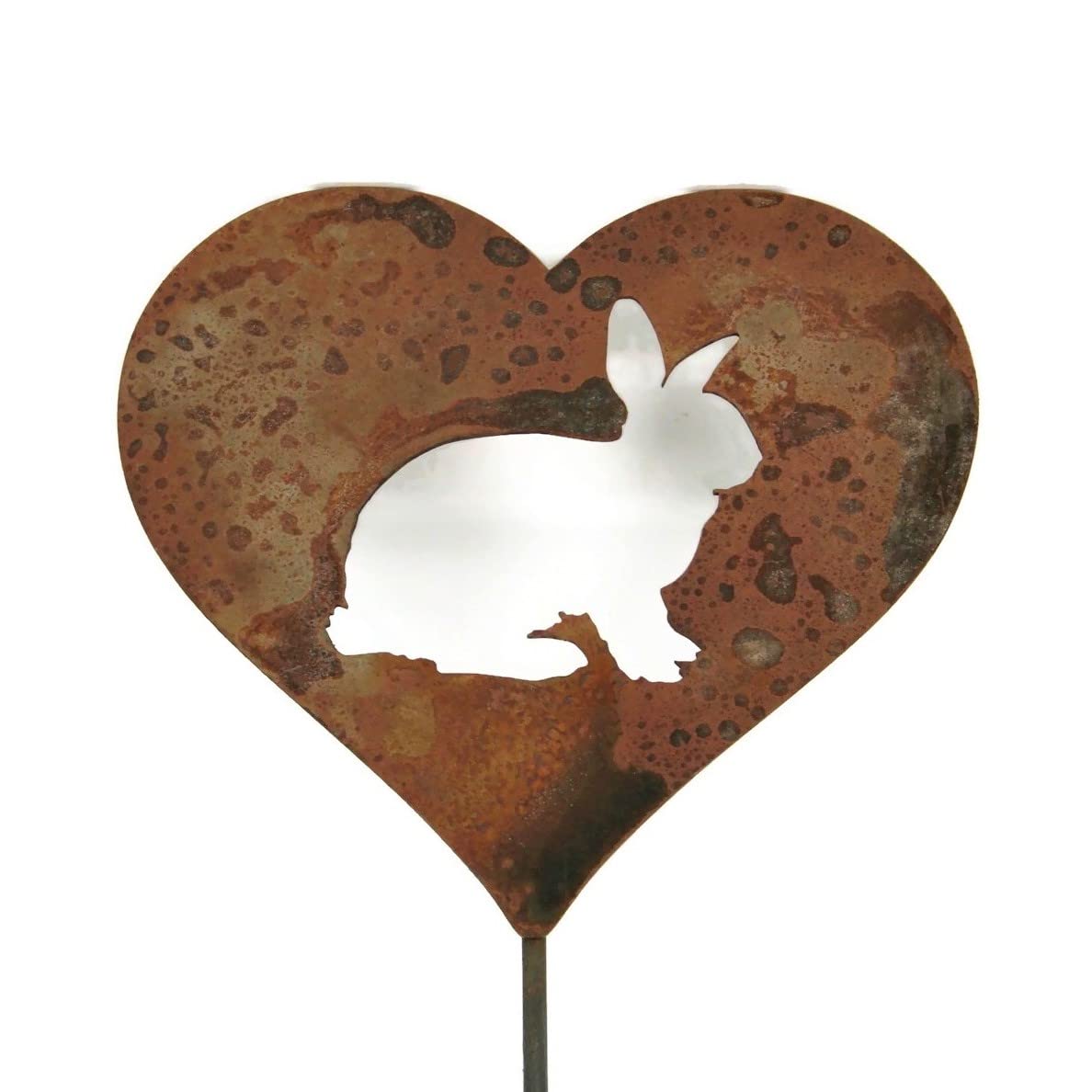 Pet Dog, Cat, Rabbit or Bird Keepsake Memorial Heart Garden Stake 20 to 28 Inches Tall (Large Heart, 28" Tall, Pembroke Welsh Corgi, Naturally Rusted)