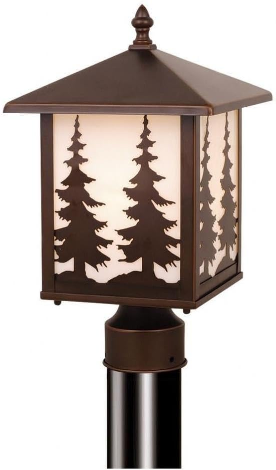 VAXCEL Yosemite 1L Bronze Rustic Outdoor Tree Post Light White Glass