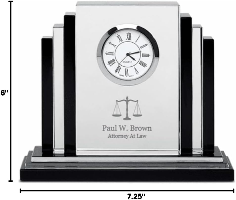 Executive Gift Shoppe Lawyer Personalized Step Design Premier Crystal Clock