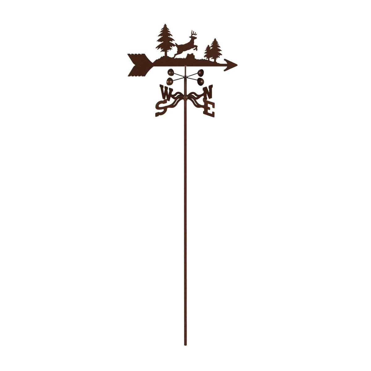 EZ Vane Steel Jumping Deer Weathervane with Wind Cups — Deck Mount