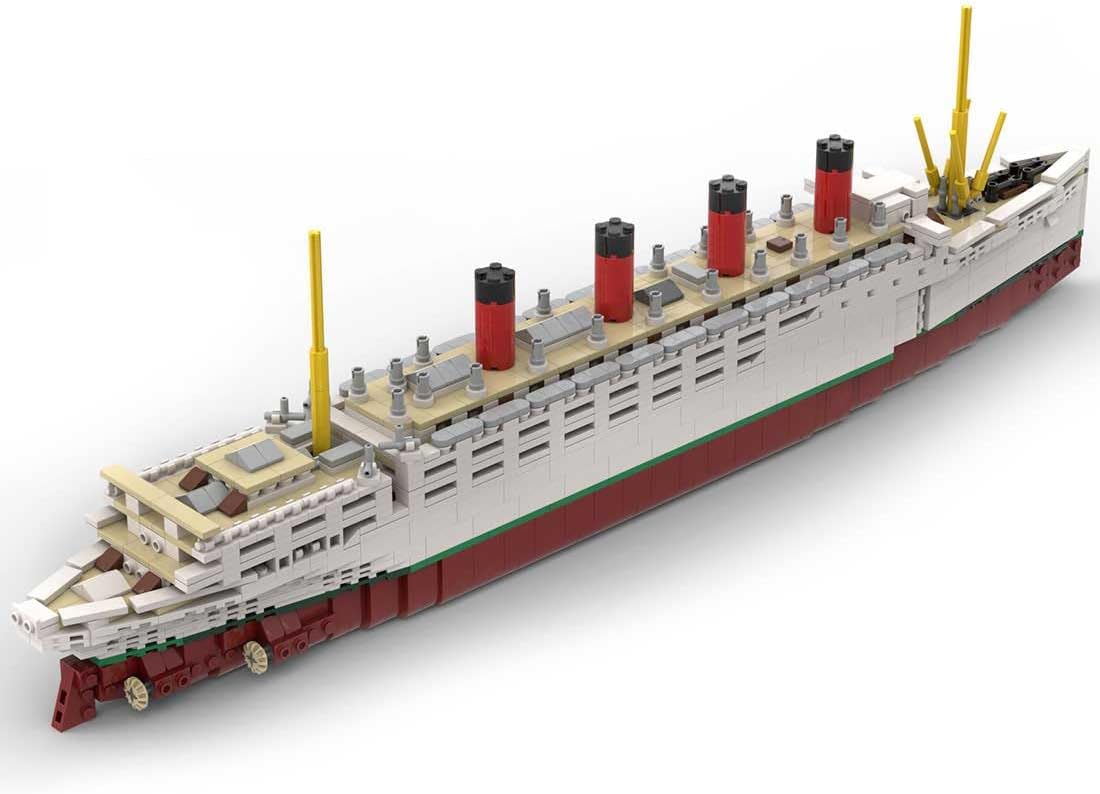 Cruise Ship Building Kit, 1/400 RMS Mauretania Large Cruise Ship Model Assembly Steamship Toy Sets, Creative MOC for Adults (1871PCS)