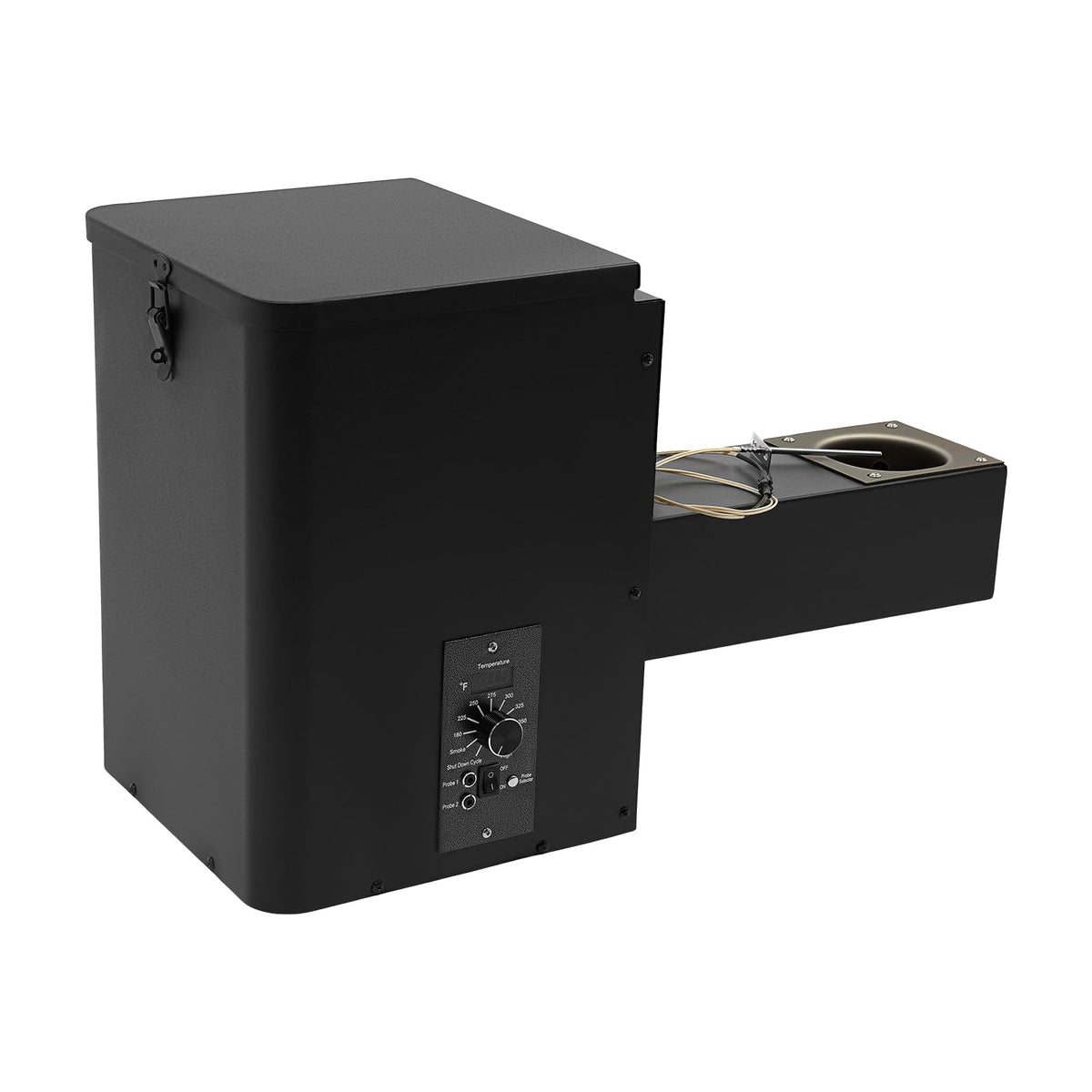 Pellet Smoker Hopper, 250W 110V 180℉- 500℉ Ajustable Temperature Electric Wood Pellet BBQ Grill Hopper Assembly Kit Pellet Hopper for Smokers (Knob Control 25.59 x 11.02 x 13.78in)